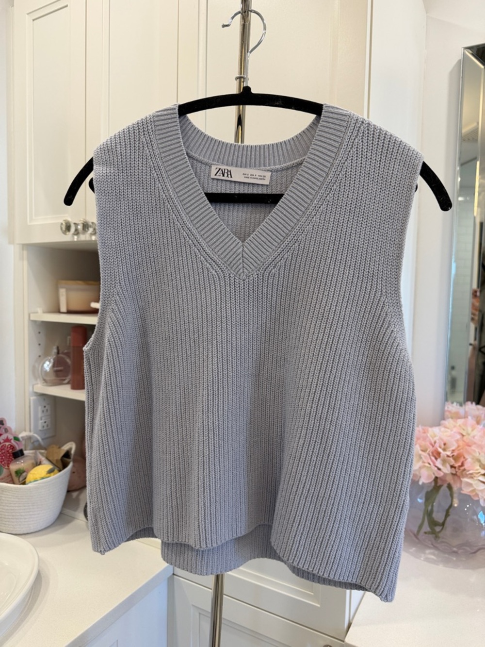 ZARA Lilac Ribbed V-Neck Sleeveless Knit Vest
